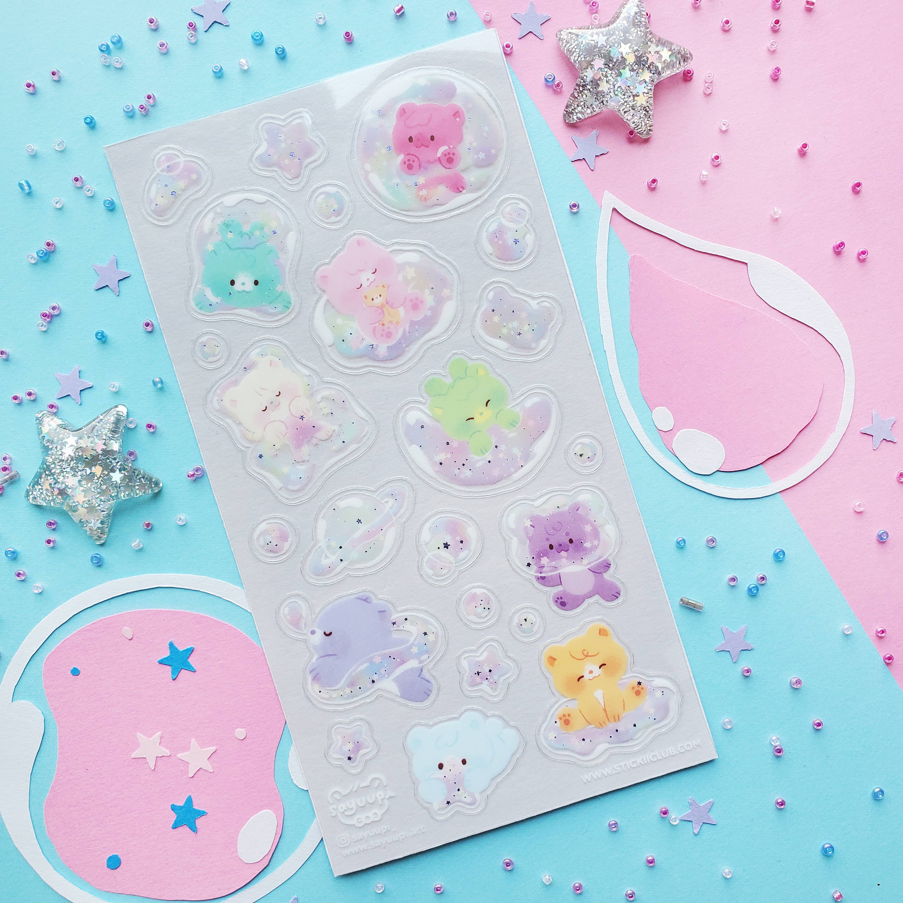 STICKII Pastel Galaxy Bears Sticker Sheet