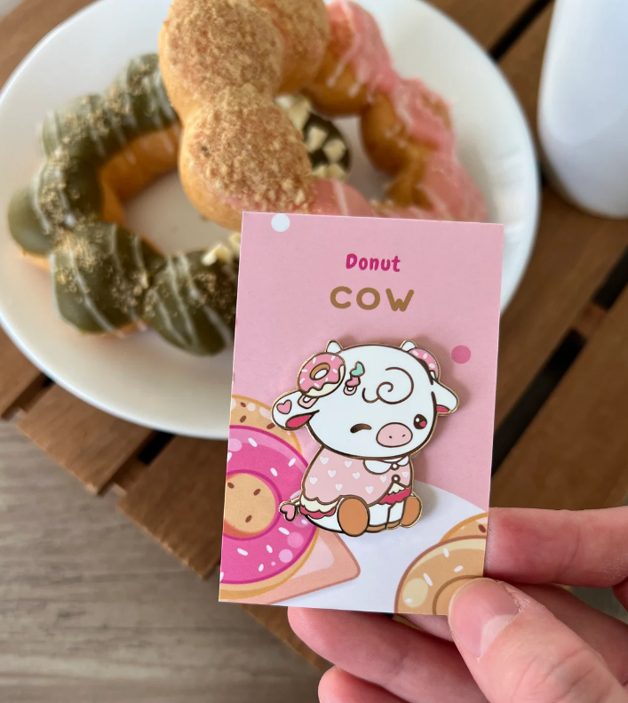 Sheepydust Donut Cow enamel pin