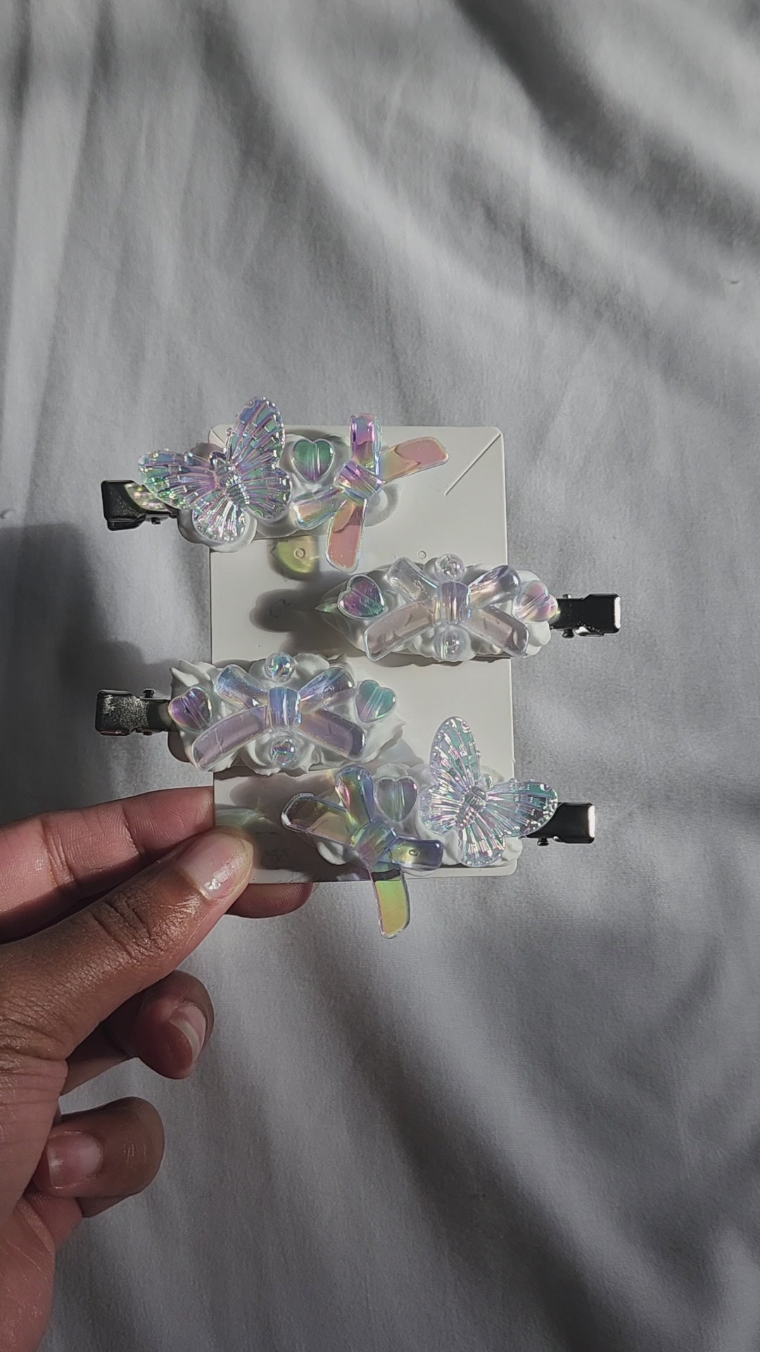 Kawaii Iridescent Decoden Hair Clips