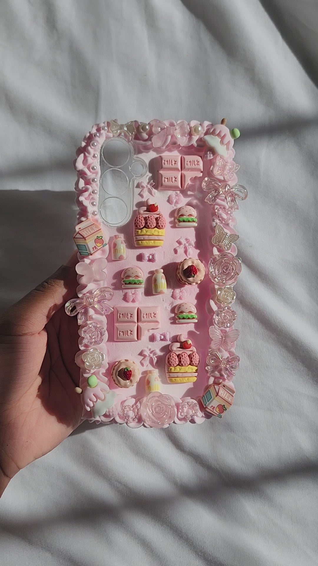 Custom Pink Kawaii Dessert Decoden Phone Case
