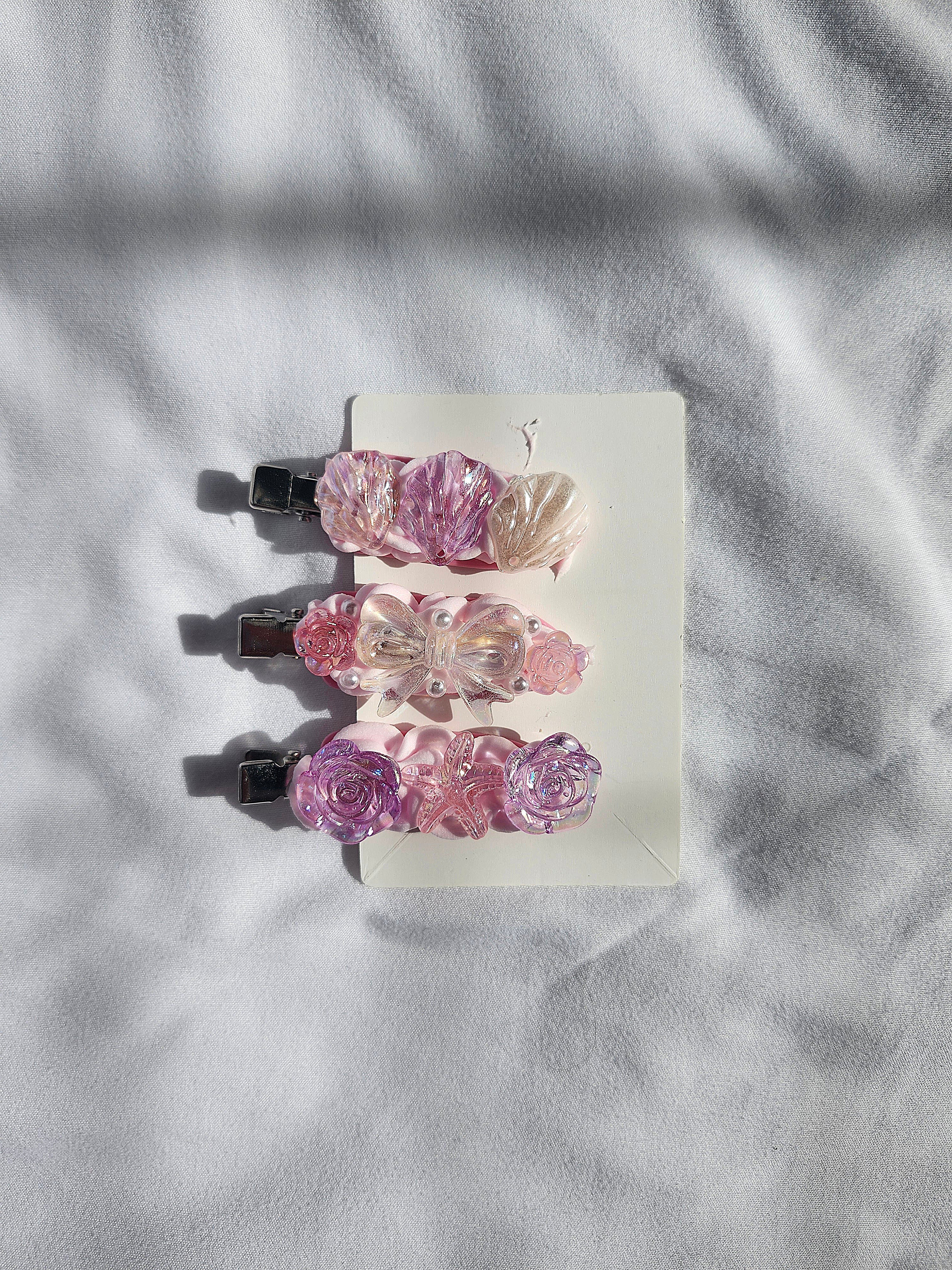 Pink Decoden Hair Clips