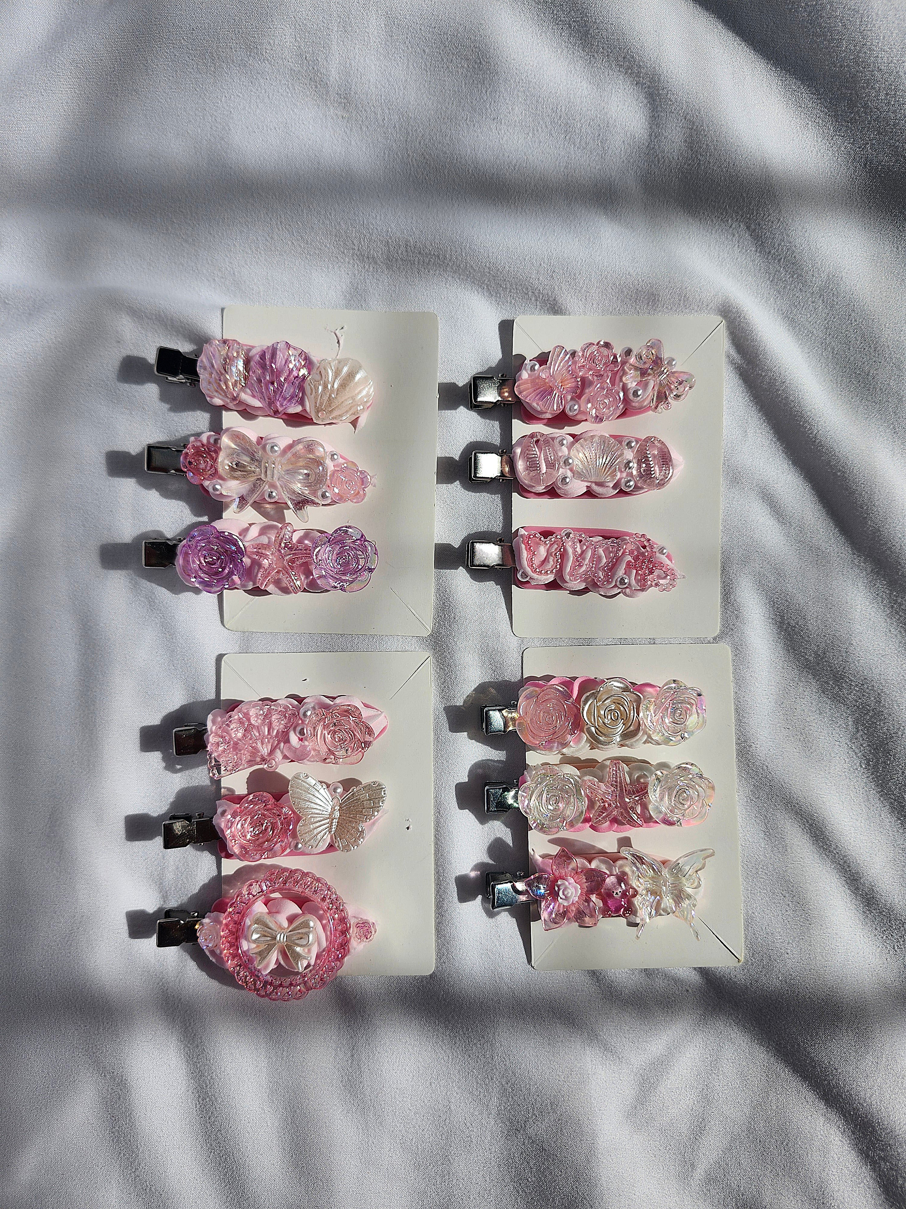 Pink Decoden Hair Clips