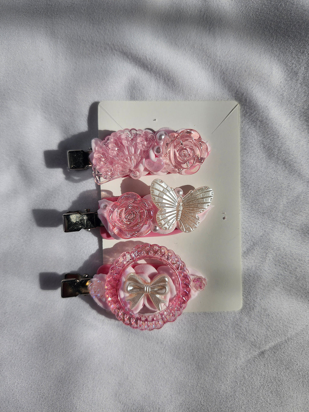Pink Decoden Hair Clips