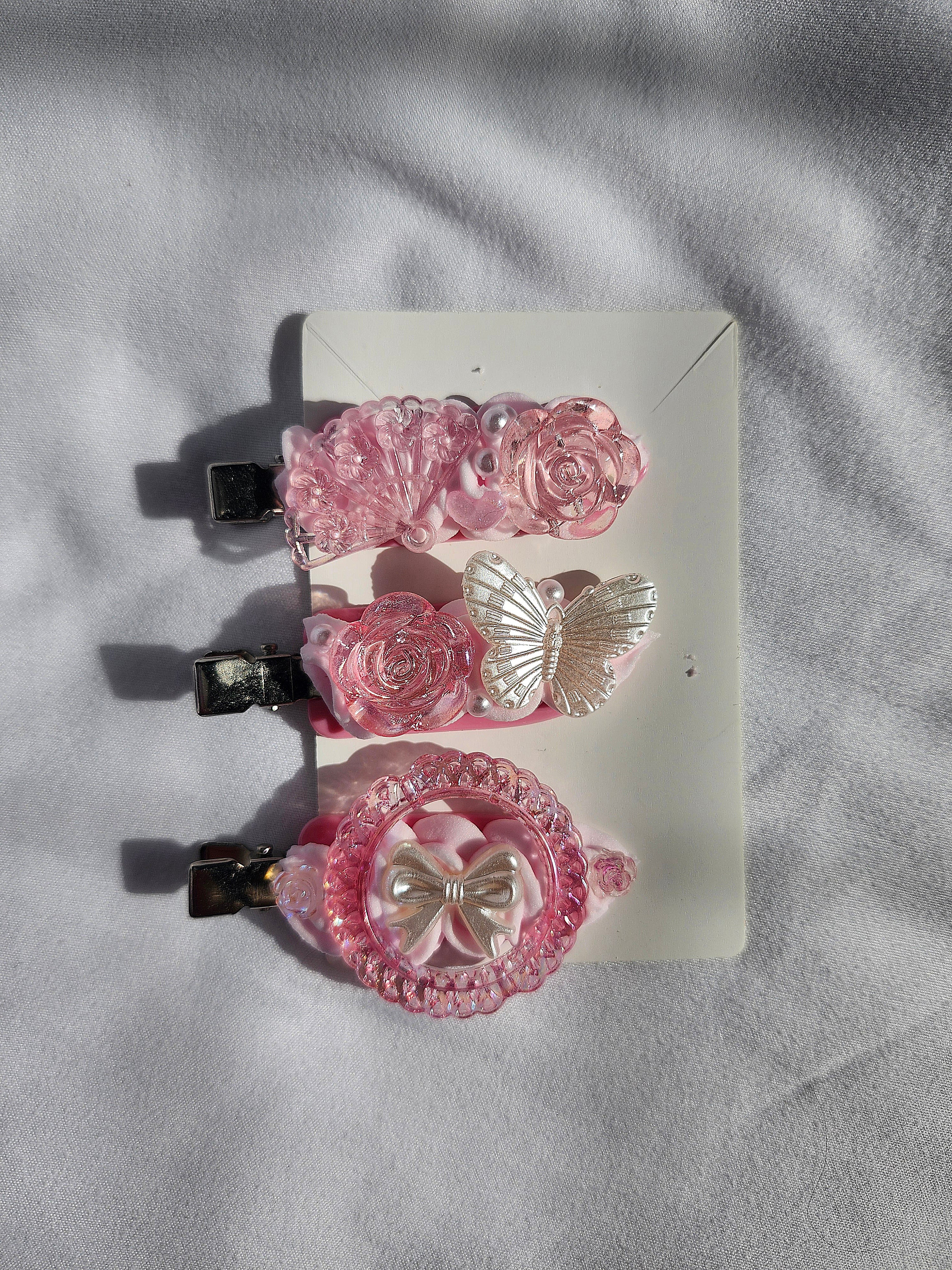 Pink Decoden Hair Clips