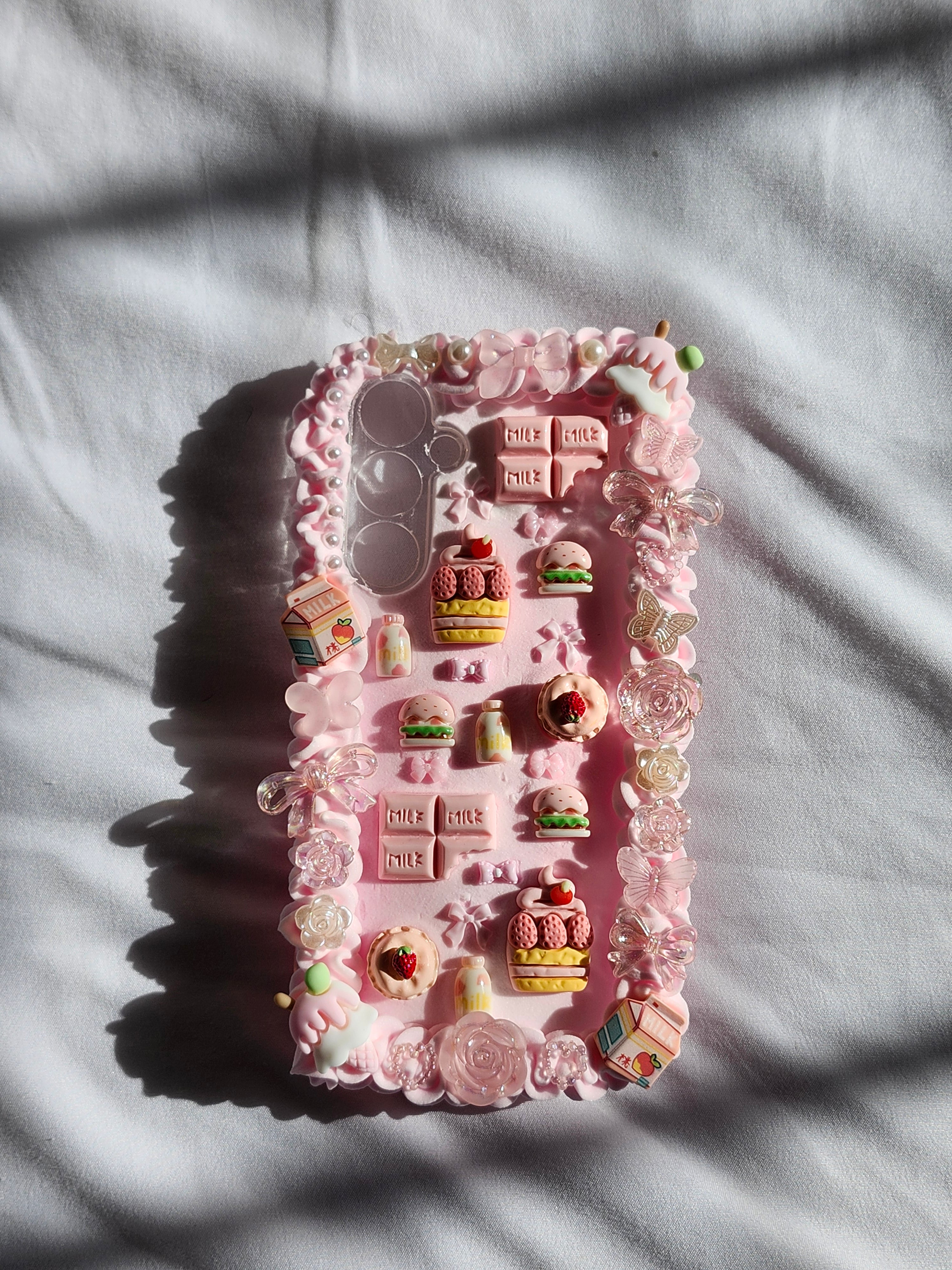 Custom Pink Kawaii Dessert Decoden Phone Case