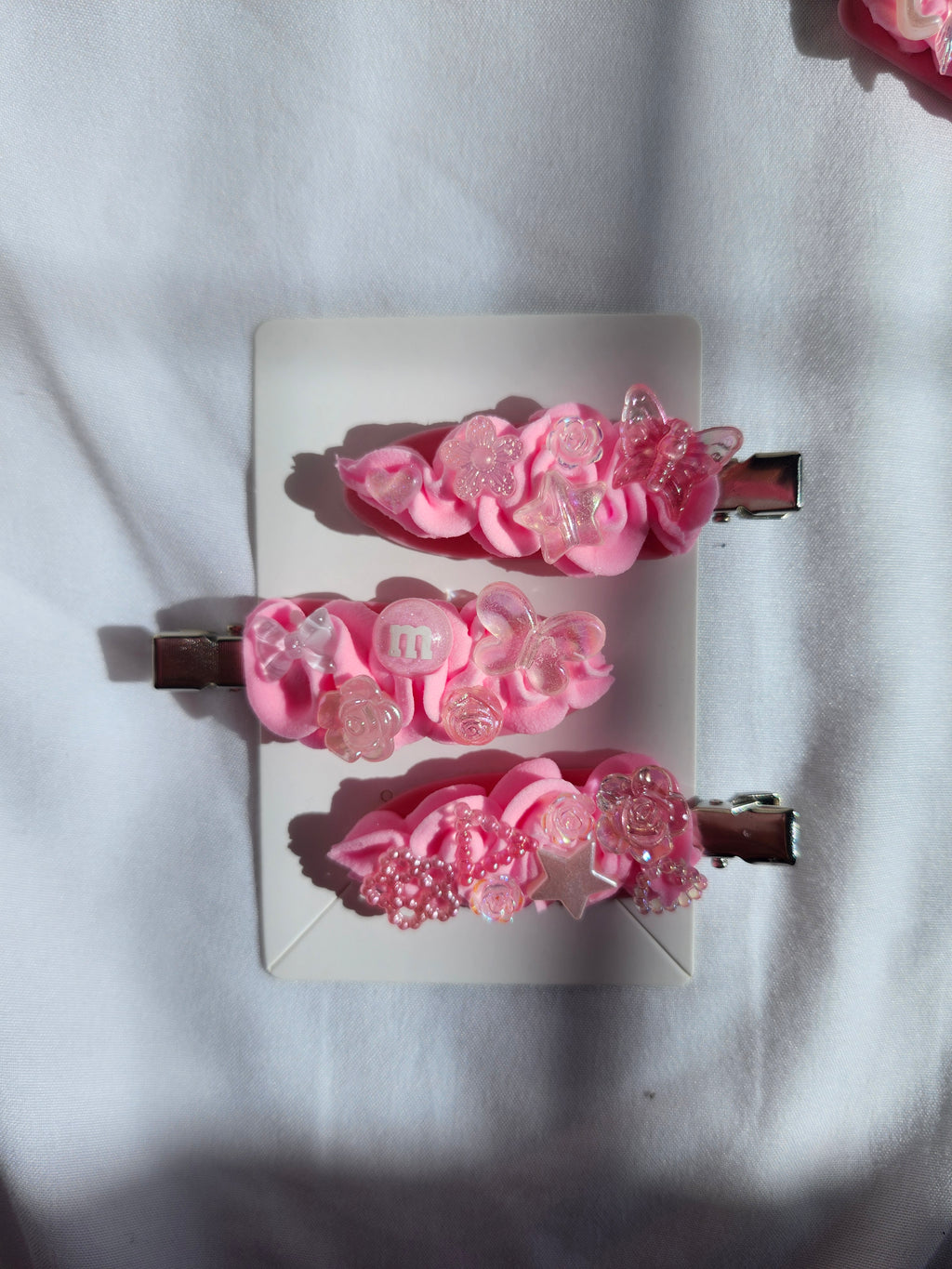 Pink Candy Butterfly Hair Clips