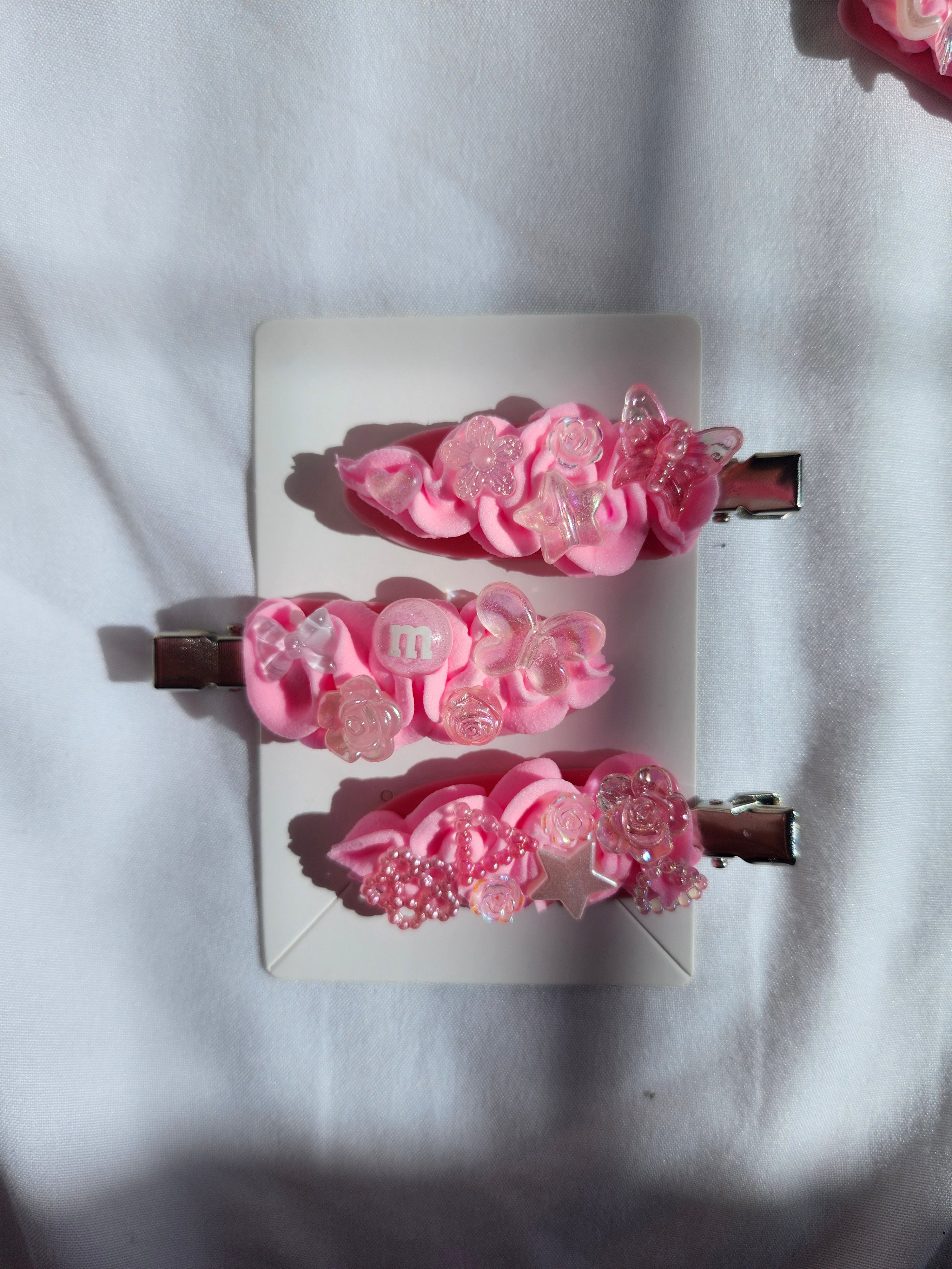 Pink Candy Butterfly Hair Clips