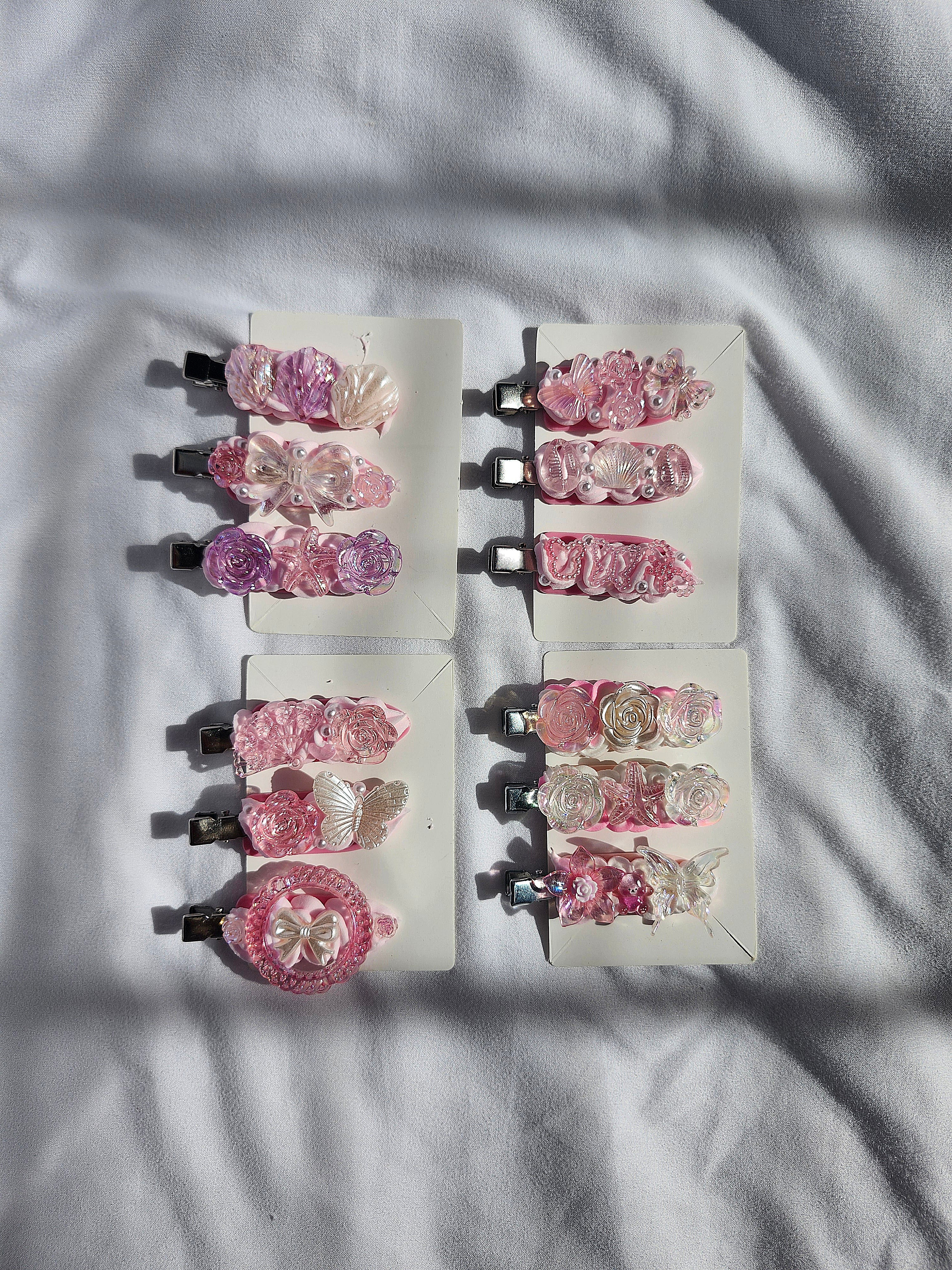Pink Decoden Hair Clips