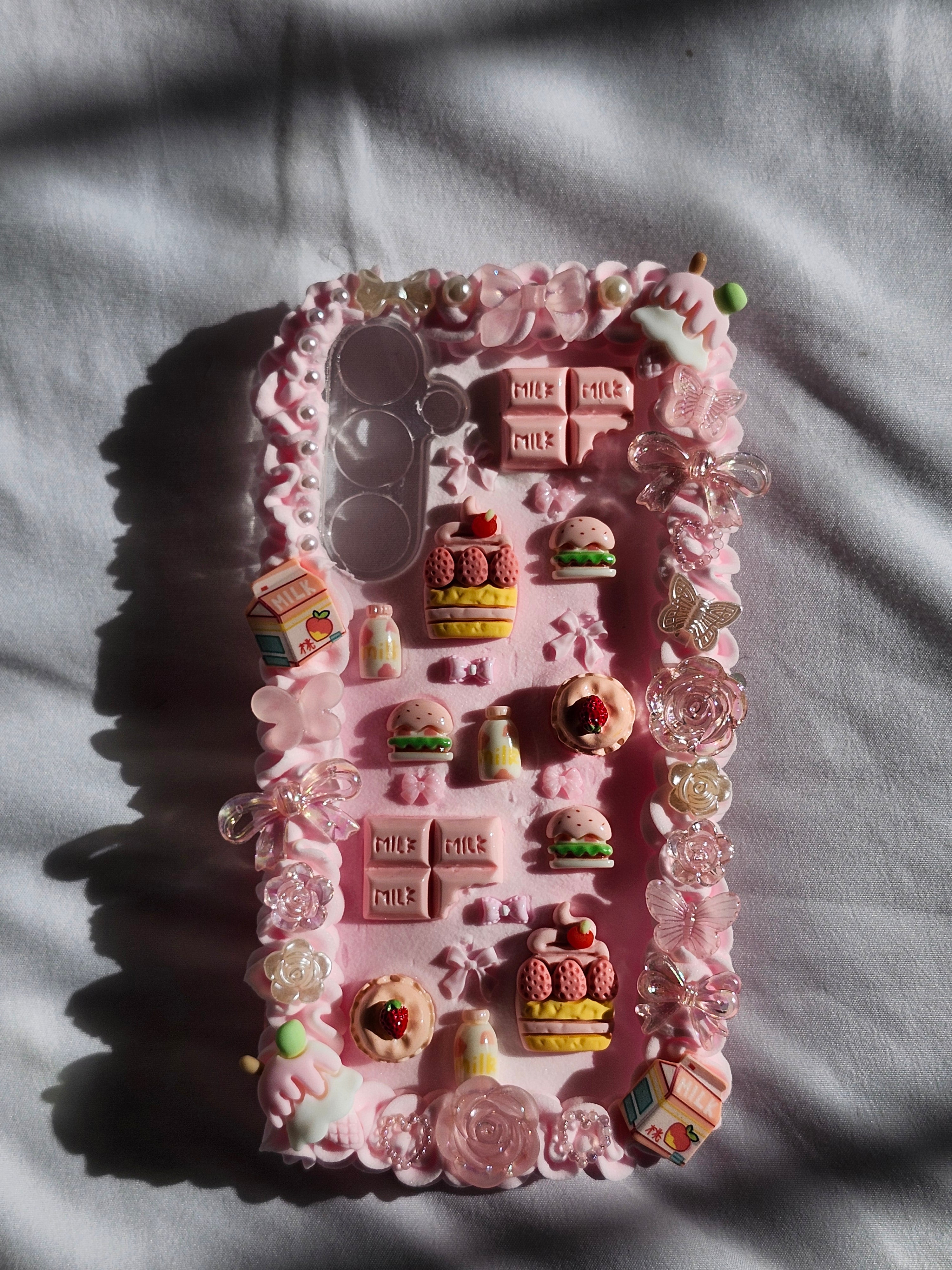 Custom Pink Kawaii Dessert Decoden Phone Case