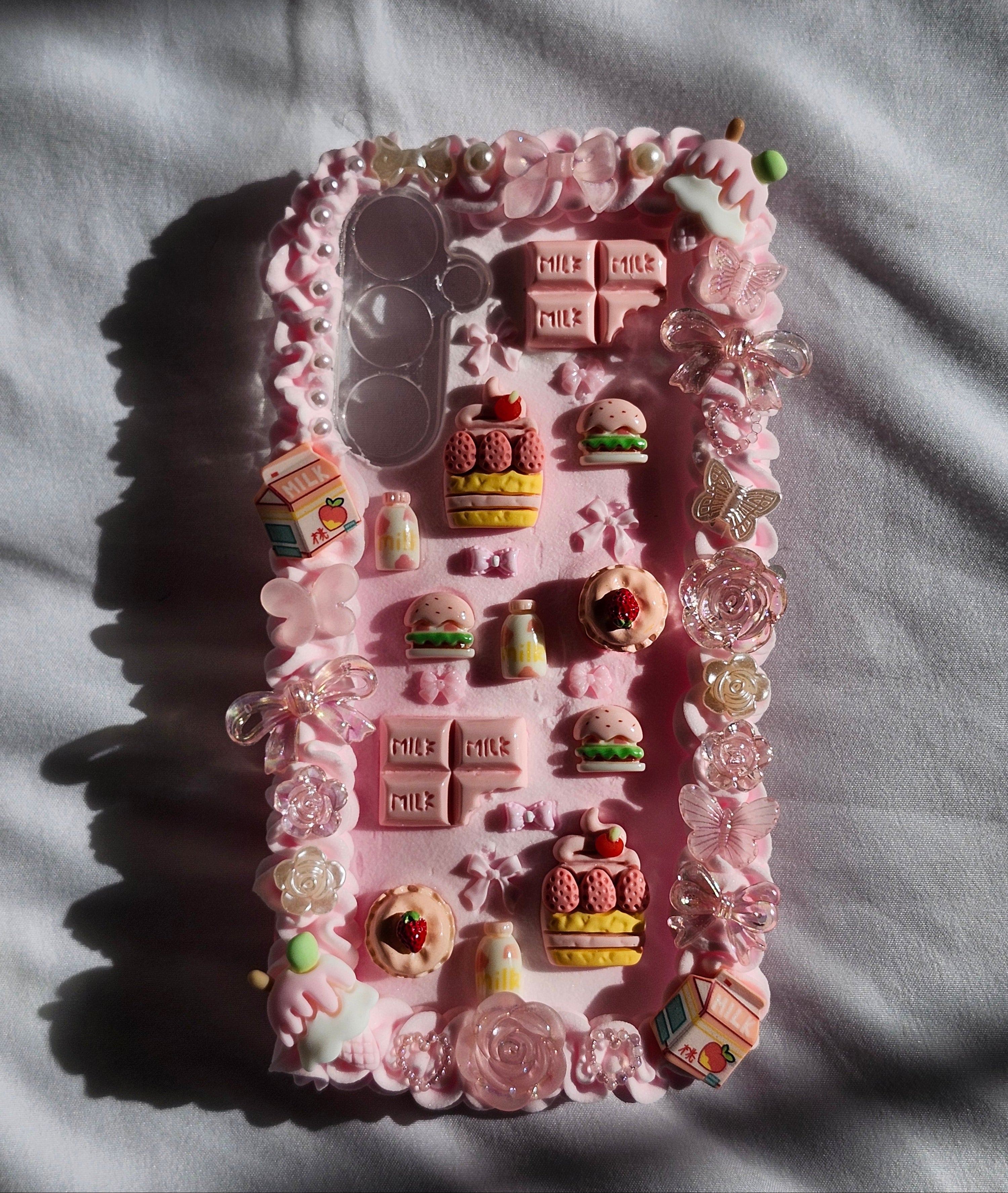 Custom Pink Kawaii Dessert Decoden Phone Case