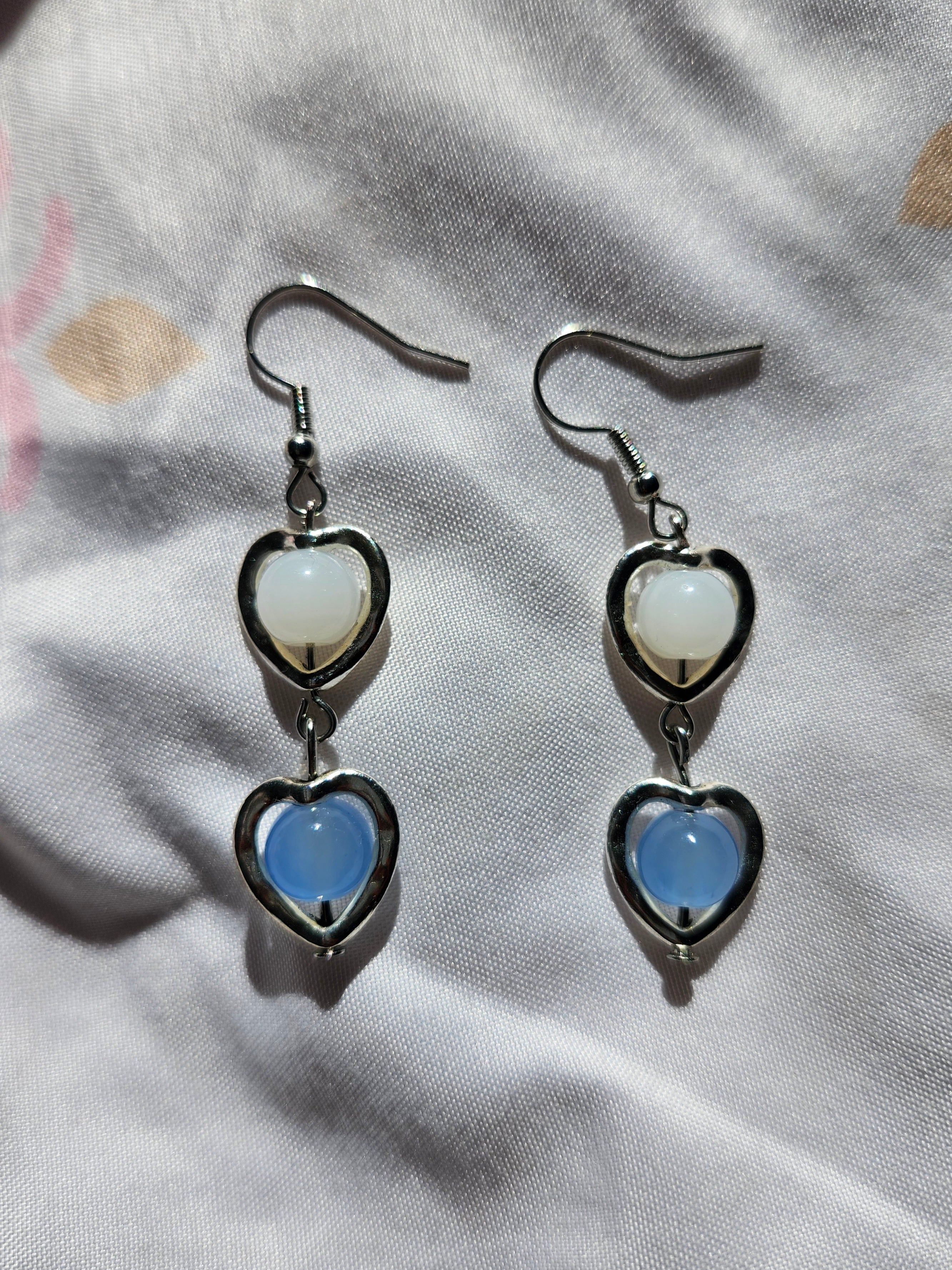 Denim Bunny Heart Earrings