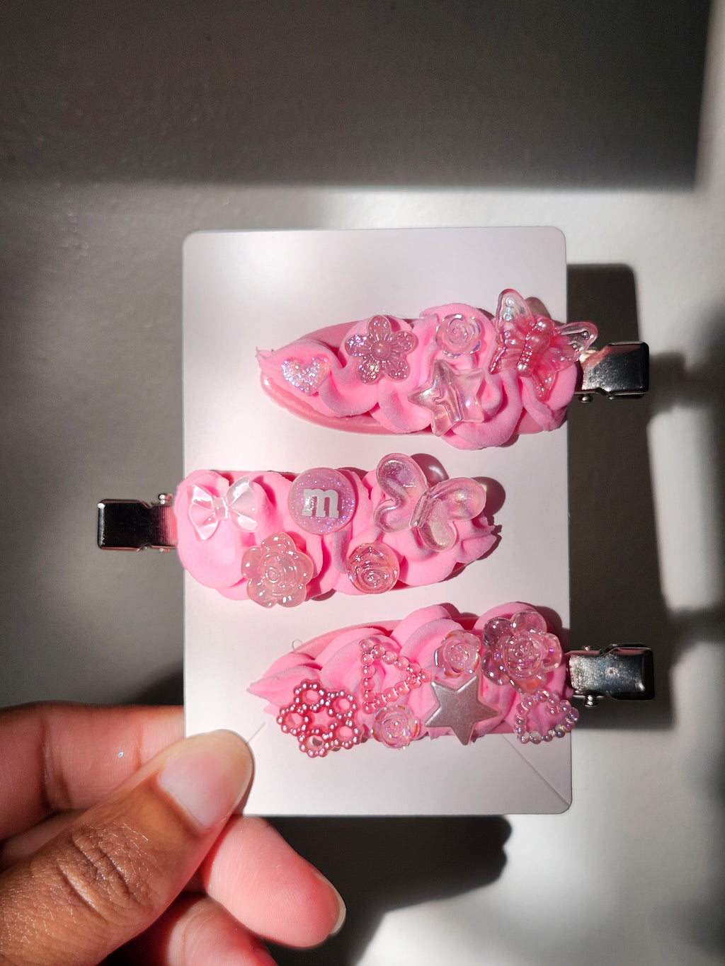 Pink Candy Butterfly Hair Clips