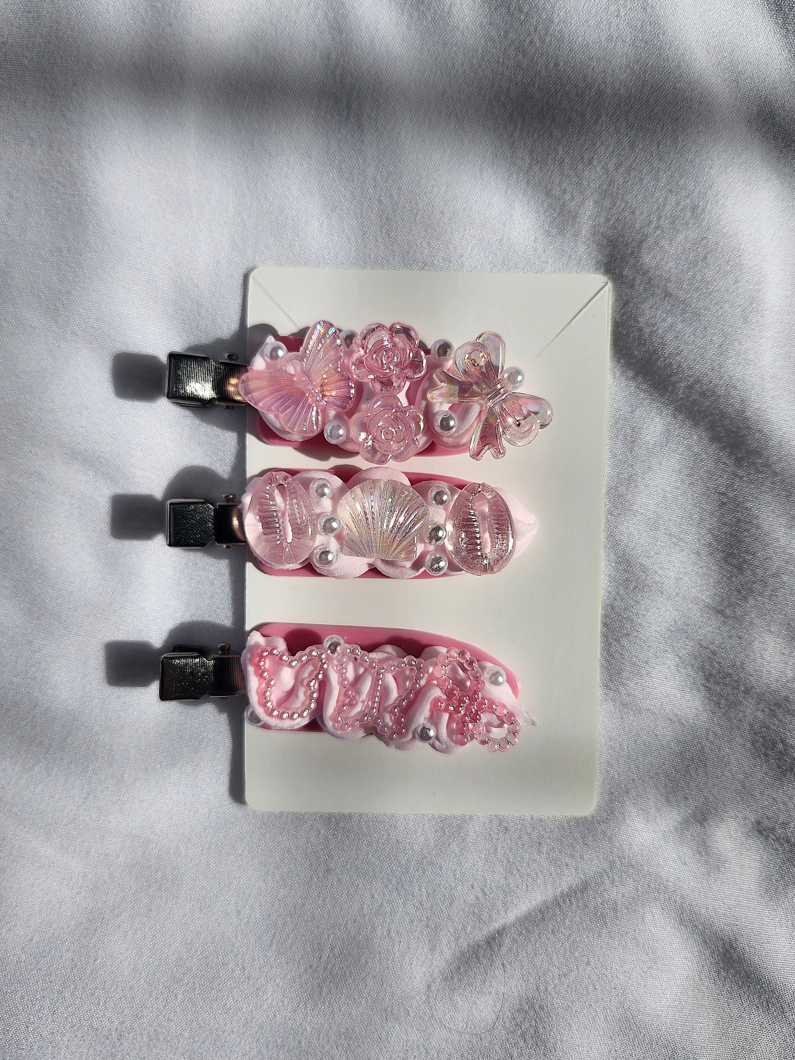 Pink Decoden Hair Clips