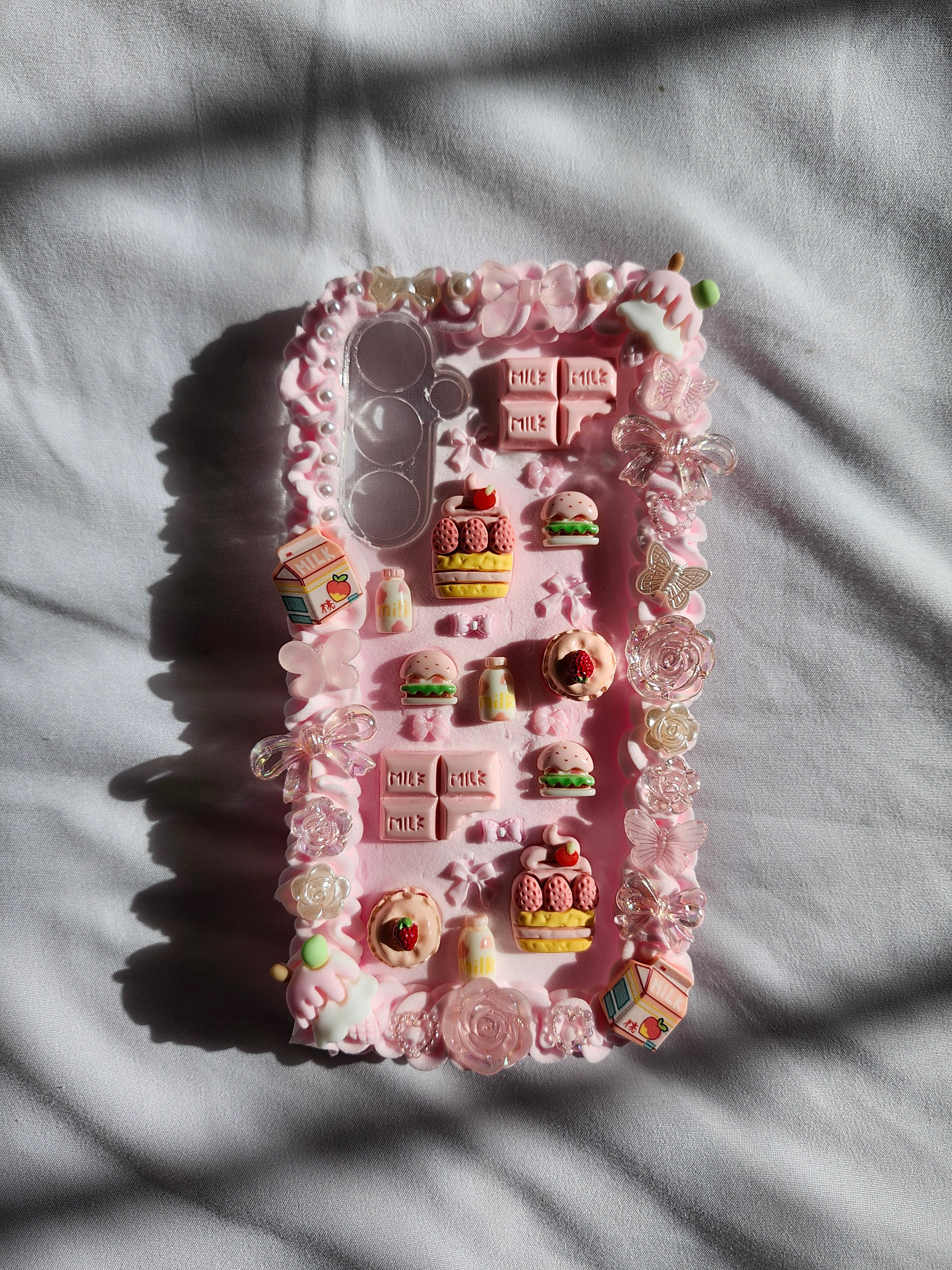 Custom Pink Kawaii Dessert Decoden Phone Case